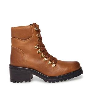 Steve Madden Galway Cognac Leren Enkellaarsjes Dames Bruin | SM-479NM