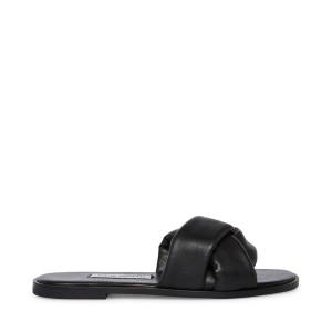 Steve Madden Georgina Leren Sandalen Dames Zwart | SM-604AQ