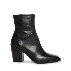 Steve Madden Harmen Leren Enkellaarsjes Dames Zwart | SM-721QD