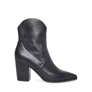 Steve Madden Janetta Leren Enkellaarsjes Dames Zwart | SM-206ZJ