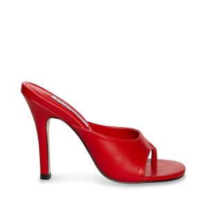 Steve Madden Karina Leren Heel Hakken Dames Rood | SM-182SH