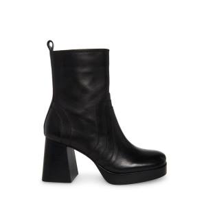 Steve Madden Maggie Leren Enkellaarsjes Dames Zwart | SM-594RT