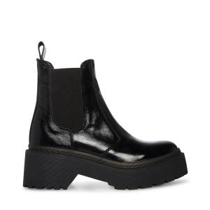 Steve Madden Manzo Lak Enkellaarsjes Dames Zwart | SM-026AN