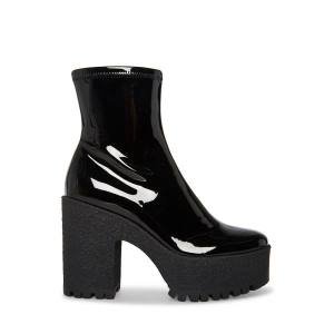 Steve Madden Outlast Lak Enkellaarsjes Dames Zwart | SM-386PO