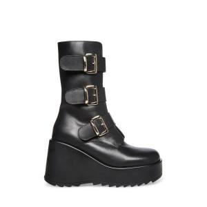 Steve Madden Primrose Leren Enkellaarsjes Dames Zwart | SM-527HX