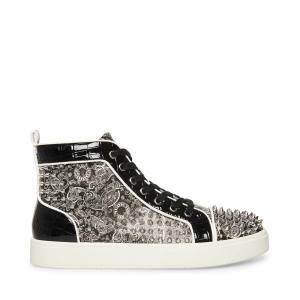 Steve Madden Promoter-s Sneakers Heren Zwart Zilver | SM-148OJ