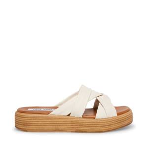 Steve Madden Salita Bone Leren Sandalen Dames Beige | SM-407CE