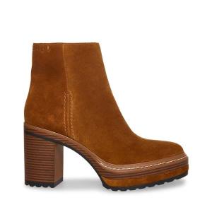 Steve Madden Shaniya Suede Enkellaarsjes Dames Bruin | SM-841SJ