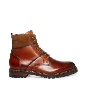 Steve Madden Strategyy Cognac Leren Laarzen Heren Bruin | SM-904UX