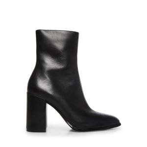 Steve Madden Trudy Leren Enkellaarsjes Dames Zwart | SM-264JB