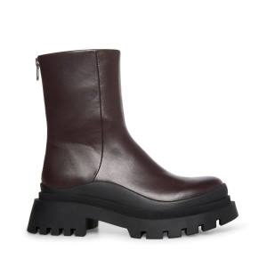 Steve Madden Turf Leren Enkellaarsjes Dames Bruin | SM-198CT