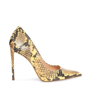 Steve Madden Vala Snake Heel Hakken Dames Geel Slangenprint | SM-093SC