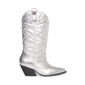 Steve Madden West Leren Laarzen Dames Zilver | SM-137ET