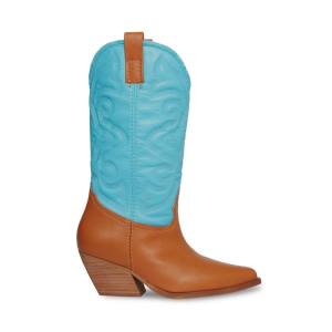 Steve Madden West Tan Laarzen Dames Bruin Blauw | SM-214KD